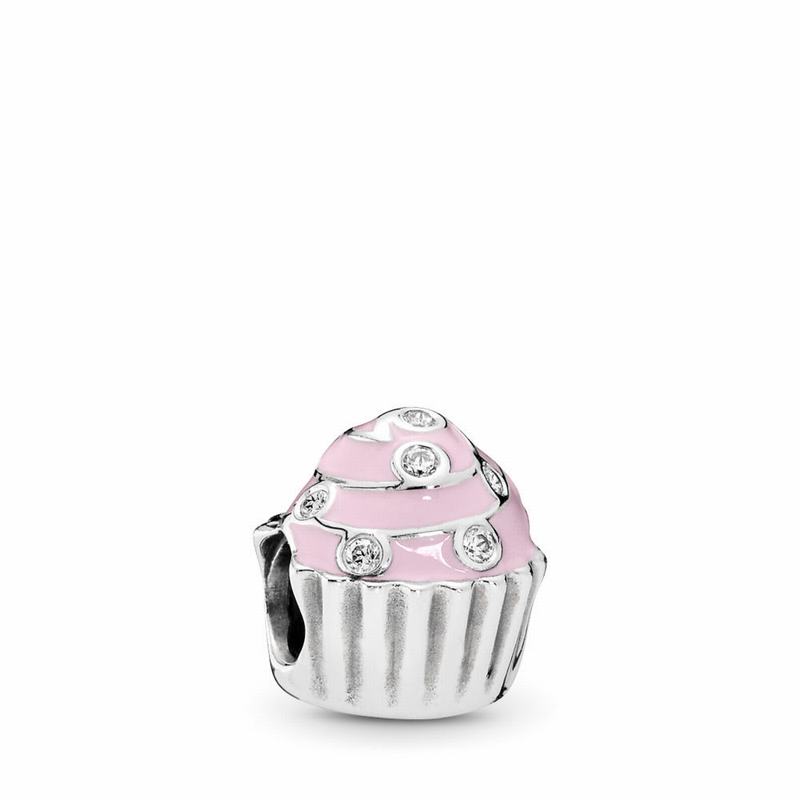 Pandora Sweet Cupcake Charm - Sterling Silver/Enamel/Pink/Cubic Zirconia - Canada | NE9498LV